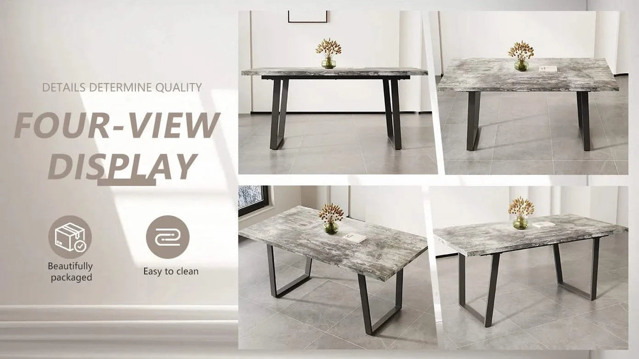 Simple and modern design, 6-person dining table, 62.9-inch rectangular MDF dining table, perfect for kitchen and dining rooms Default -DTYStore