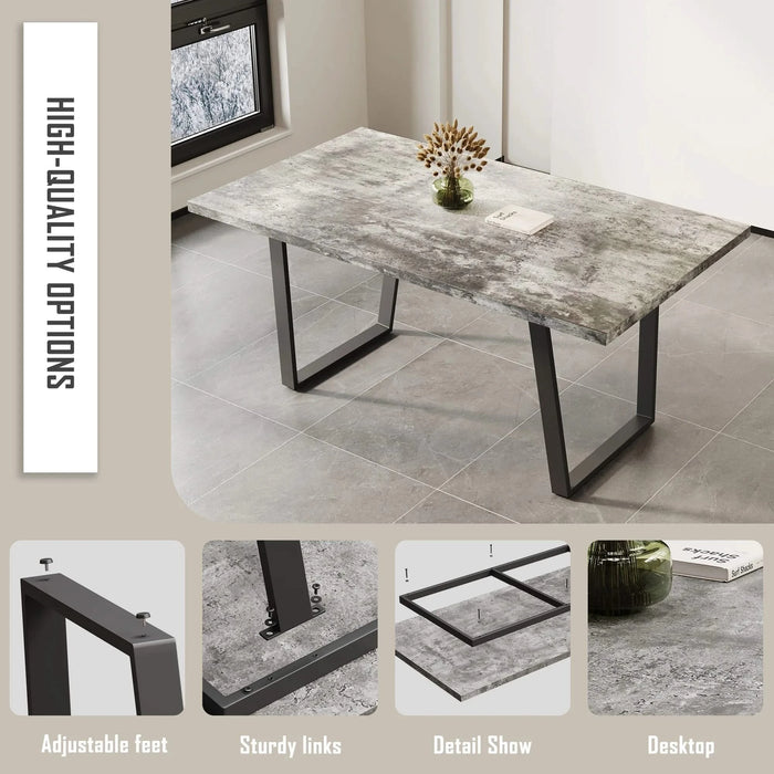 Simple and modern design, 6-person dining table, 62.9-inch rectangular MDF dining table, perfect for kitchen and dining rooms Default -DTYStore