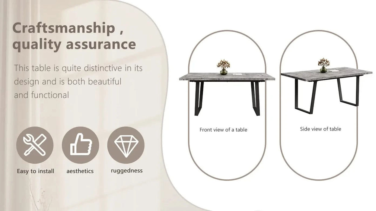 Simple and modern design, 6-person dining table, 62.9-inch rectangular MDF dining table, perfect for kitchen and dining rooms Default -DTYStore