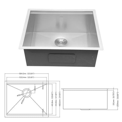 Single Bowl Undermount Workstation Kitchen Sink 23'x19'x10' Stainless Steel with Accessories Default -DTYStore
