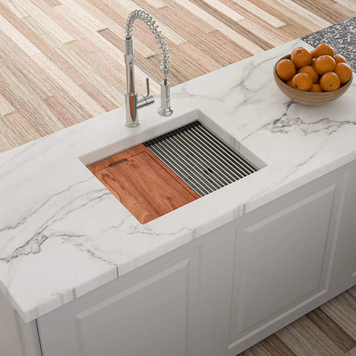 Single Bowl Undermount Workstation Kitchen Sink 23'x19'x10' Stainless Steel with Accessories Default -DTYStore