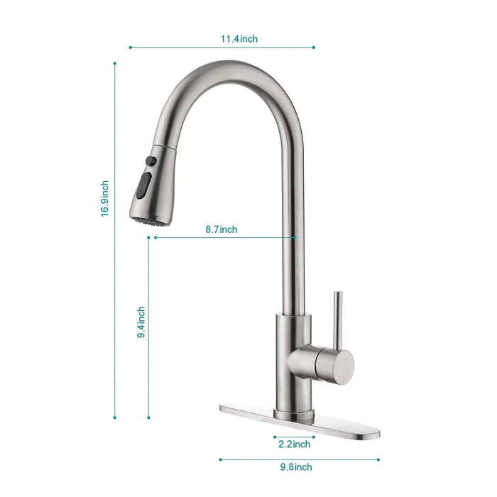 Single Handle Kitchen Sink Faucet with Pull Out Sprayer Default -DTYStore