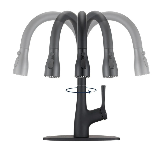 Single Handle Pull Down Kitchen Sink Faucet Matte Black - DTY Store