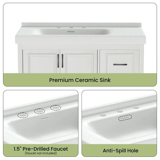 Sinks rectangular 36 inch bathroom sinks, modern rectangular countertop bathroom sinks, porcelain ceramic bathroom sinks.White, 36''W x 20''D ---Sink only. Default -DTYStore