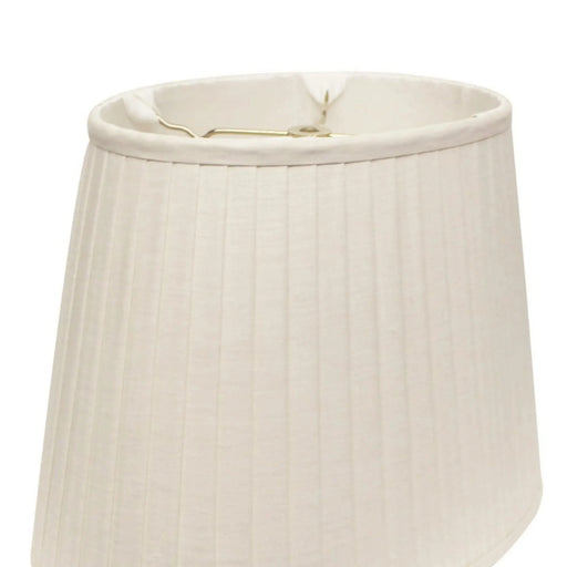 Slant Linen Oval Side Pleat Softback Lampshade with Washer Fitter, White Default -DTYStore