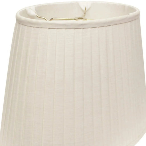 Slant Linen Oval Side Pleat Softback Lampshade with Washer Fitter, White Default -DTYStore