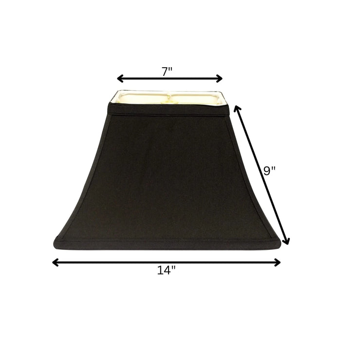 Slant Rectangle Bell Hardback Lampshade with Washer Fitter, Black (with white lining) Default -DTYStore