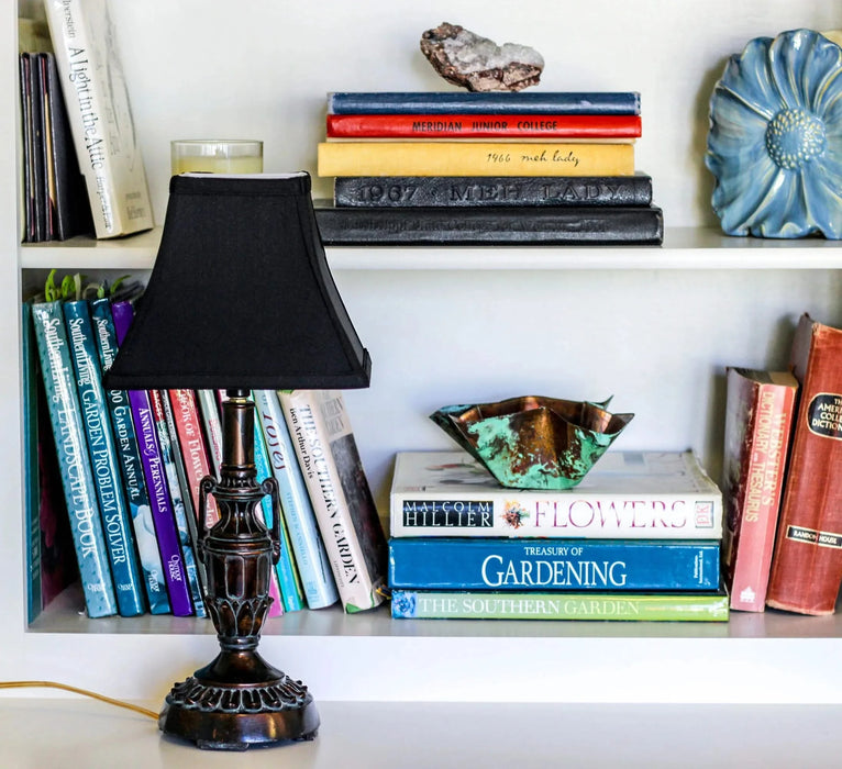 Slant Square Bell Hardback Lampshade with Bulb Clip, Black (with white lining) Default -DTYStore