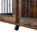 Sliding Door Dog Cage with Partition for Two Puppies, Rustic Brown, 39.37'' W x 25.20'' D x 28.94'' H Default -DTYStore