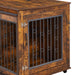 Sliding Door Dog Cage with Partition for Two Puppies, Rustic Brown, 39.37'' W x 25.20'' D x 28.94'' H Default -DTYStore