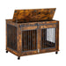 Sliding Door Dog Cage with Partition for Two Puppies, Rustic Brown, 39.37'' W x 25.20'' D x 28.94'' H Default -DTYStore