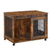 Sliding Door Dog Cage with Partition for Two Puppies, Rustic Brown, 39.37'' W x 25.20'' D x 28.94'' H Default -DTYStore