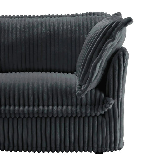 Slip-covered Armchair with 1 Big Back Cushion and 2 Big Toss Pillows, Single Deep Seat Comfy Single Couch Sofa Grey -DTYStore