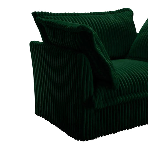 Slip-covered Armchair with 1 Big Back Cushion and 2 Big Toss Pillows, Single Deep Seat Comfy Single Couch Sofa Green -DTYStore
