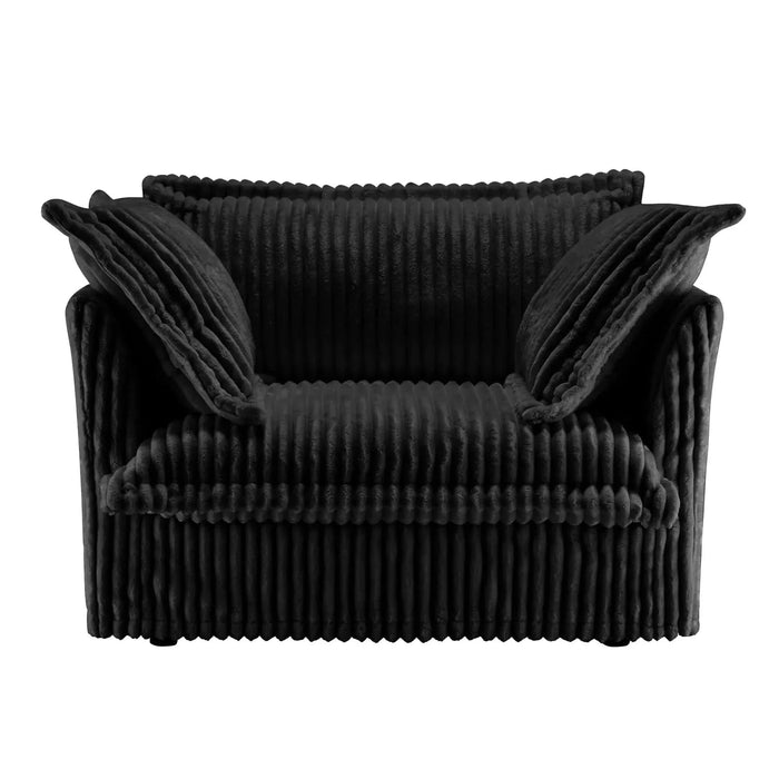 Slip-covered Armchair with 1 Big Back Cushion and 2 Big Toss Pillows, Single Deep Seat Comfy Single Couch Sofa Black -DTYStore