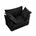 Slip-covered Armchair with 1 Big Back Cushion and 2 Big Toss Pillows, Single Deep Seat Comfy Single Couch Sofa Black -DTYStore