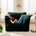 Slip-covered Armchair with 1 Big Back Cushion and 2 Big Toss Pillows, Single Deep Seat Comfy Single Couch Sofa Green -DTYStore