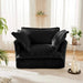 Slip-covered Armchair with 1 Big Back Cushion and 2 Big Toss Pillows, Single Deep Seat Comfy Single Couch Sofa Black -DTYStore