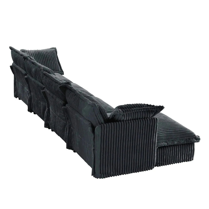 Slipcovered L Shape Sectional Long Sofa Couch, 4 Seater Sofa with Suppleness Armrests,Deep Seat Sofa with 2 Big Pillows, Comfy Couch for Living Room, Apartment Gray -DTYStore