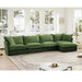 Slipcovered L Shape Sectional Long Sofa Couch, 4 Seater Sofa with Suppleness Armrests, Chenille Deep Seat Sofa with 2 Big Pillows, Comfy Couch for Living Room, Apartment, Chenille Fabric Green -DTYStore
