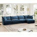 Slipcovered L Shape Sectional Long Sofa Couch, 4 Seater Sofa with Suppleness Armrests, Chenille Deep Seat Sofa with 2 Big Pillows, Comfy Couch for Living Room, Apartment, Chenille Fabric Blue -DTYStore
