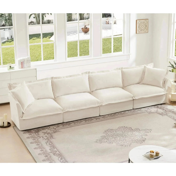 Slipcovered Long Sofa with Removable Cover, Extra Deep Cloud Like Comfy Sofa Couch -DTYStore
