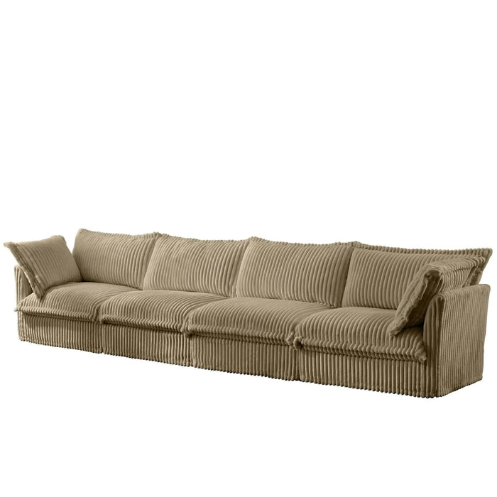 Slipcovered Long Sofa with Removable Cover, Extra Deep Cloud Like Comfy Sofa Couch Camel Corduroy -DTYStore