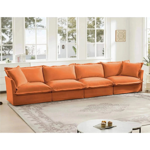 Slipcovered Long Sofa with Removable Cover, Extra Deep Cloud Like Comfy Sofa Couch Camel Corduroy -DTYStore