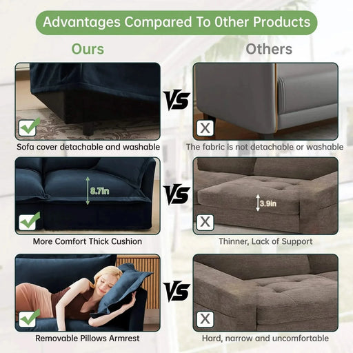 Slipcovered Long Sofa with Removable Cover, Extra Deep Cloud Like Comfy Sofa Couch -DTYStore