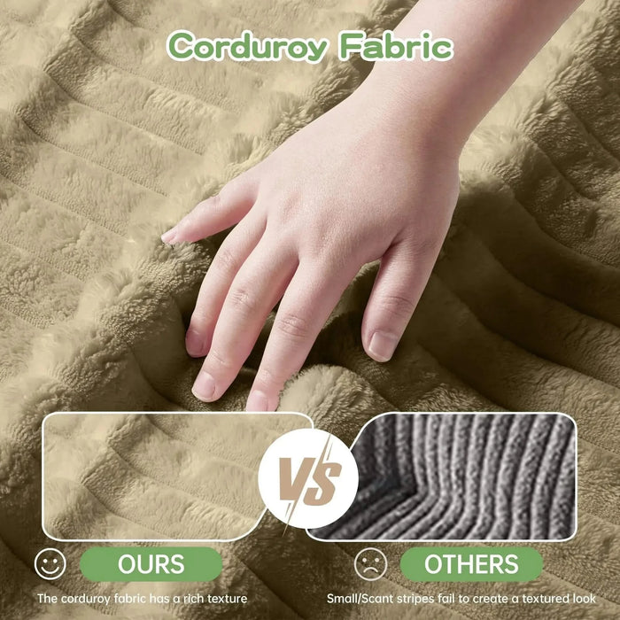 Slipcovered Long Sofa with Removable Cover, Extra Deep Cloud Like Comfy Sofa Couch Camel Corduroy -DTYStore