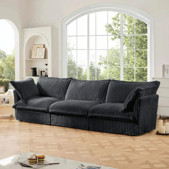 Slipcovered Sofa Couch, Modern 3 Seater Sofa with Suppleness Armrests,Deep Seat Sofa with Soft Multiple Big Pillows, Comfy Couch for Living Room, Apartment Gray -DTYStore