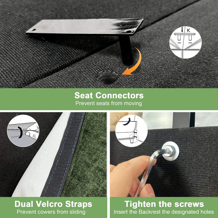 Slipcovered Sofa Couch, Modern 3 Seater Sofa with Suppleness Armrests, Chenille Fleece Deep Seat Sofa with Soft Multiple Big Pillows, Comfy Couch for Living Room, Apartment,Chenille Fabric Green -DTYStore