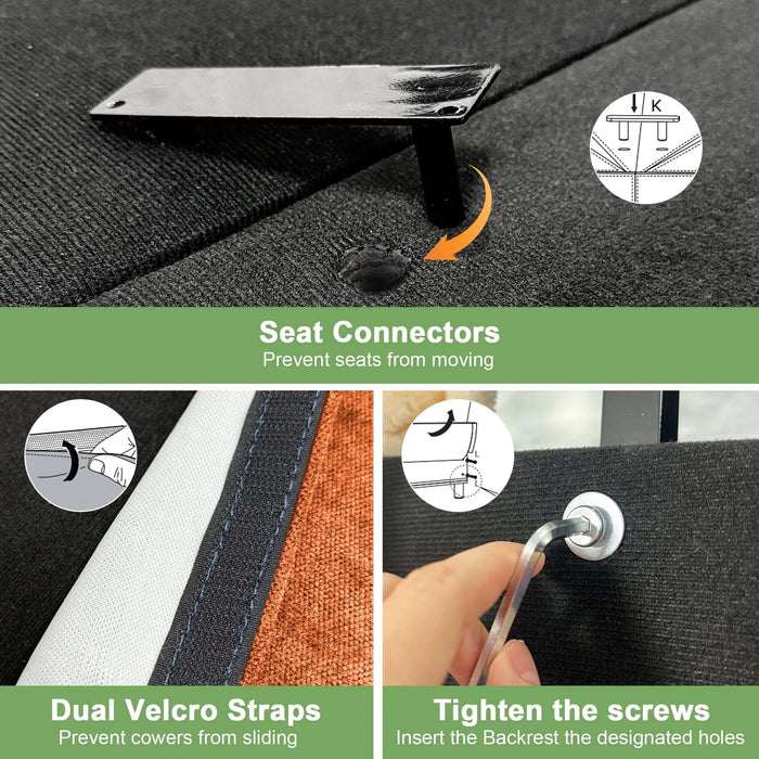 Slipcovered Sofa Couch, Modern 3 Seater Sofa with Suppleness Armrests, Chenille Fleece Deep Seat Sofa with Soft Multiple Big Pillows, Comfy Couch for Living Room, Apartment,Chenille Fabric Orange -DTYStore