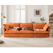 Slipcovered Sofa Couch, Modern 3 Seater Sofa with Suppleness Armrests, Chenille Fleece Deep Seat Sofa with Soft Multiple Big Pillows, Comfy Couch for Living Room, Apartment,Chenille Fabric Orange -DTYStore
