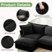 Slipcovered U-Shape Deep Seat Modular Sectional Sofa Couch with French Edge Design Black Chenille -DTYStore