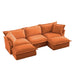 Slipcovered U-Shape Deep Seat Modular Sectional Sofa Couch with French Edge Design Orange Chenille -DTYStore