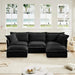 Slipcovered U-Shape Deep Seat Modular Sectional Sofa Couch with French Edge Design Black Chenille -DTYStore