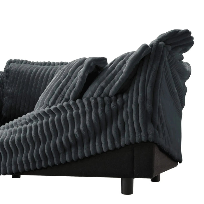 Slipcovered U-Shape Deep Seat Modular Sectional Sofa Couch with French Edge Design Gray Corduroy -DTYStore