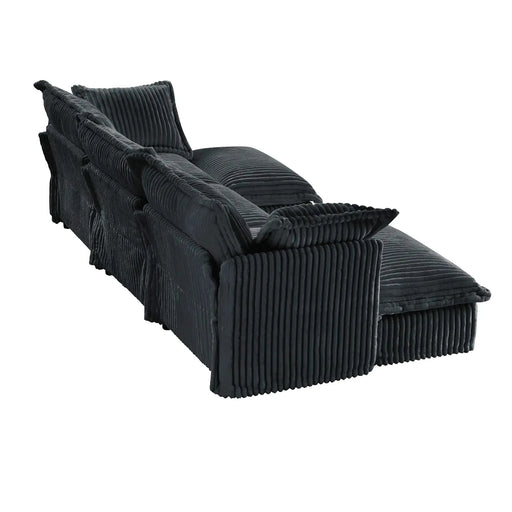 Slipcovered U-Shape Deep Seat Modular Sectional Sofa Couch with French Edge Design Gray Corduroy -DTYStore