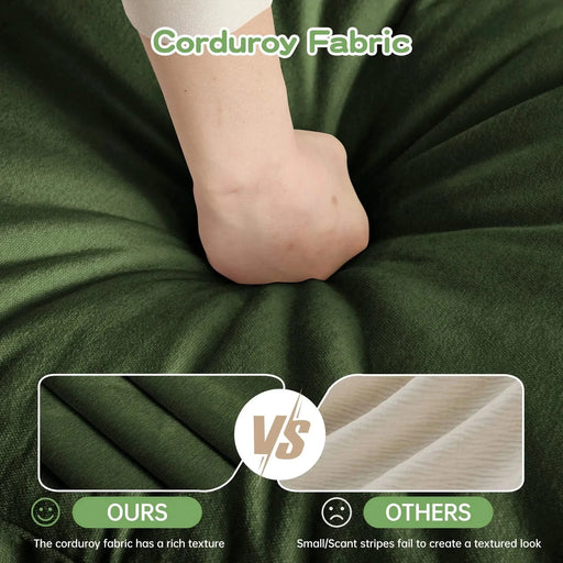 Slipcovered U-Shape Deep Seat Modular Sectional Sofa Couch with French Edge Design Green Chenille -DTYStore