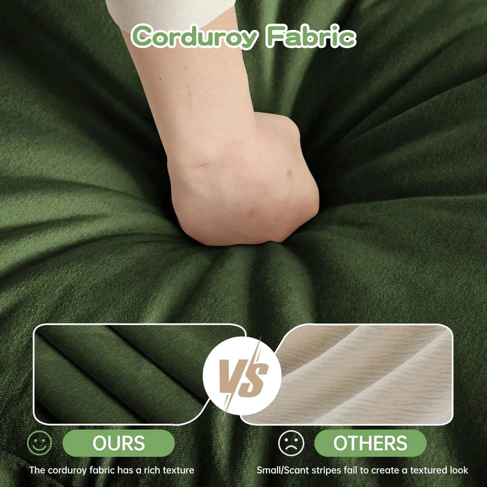 Slipcovered U-Shape Deep Seat Modular Sectional Sofa Couch with French Edge Design Green Chenille -DTYStore