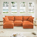 Slipcovered U-Shape Deep Seat Modular Sectional Sofa Couch with French Edge Design Orange Chenille -DTYStore