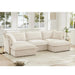 Slipcovered U-Shape Deep Seat Modular Sectional Sofa Couch with French Edge Design Cream Chenille -DTYStore