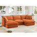 Slipcovered U-Shape Deep Seat Modular Sectional Sofa Couch with French Edge Design Orange Chenille -DTYStore
