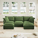 Slipcovered U-Shape Deep Seat Modular Sectional Sofa Couch with French Edge Design Green Chenille -DTYStore