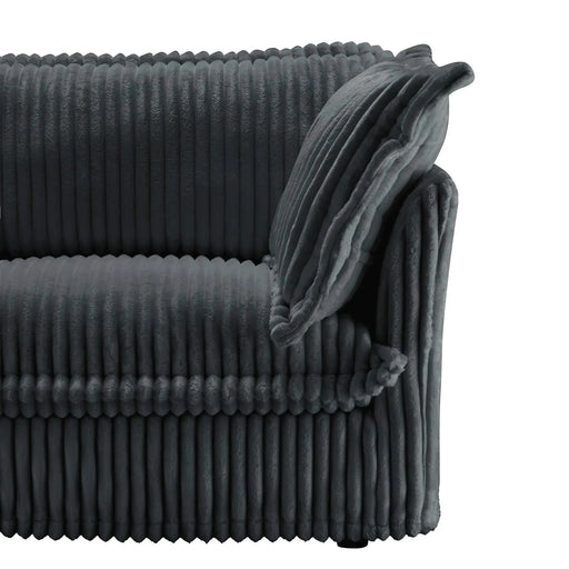 Slipcovered U-Shape Deep Seat Modular Sectional Sofa Couch with French Edge Design Gray Corduroy -DTYStore