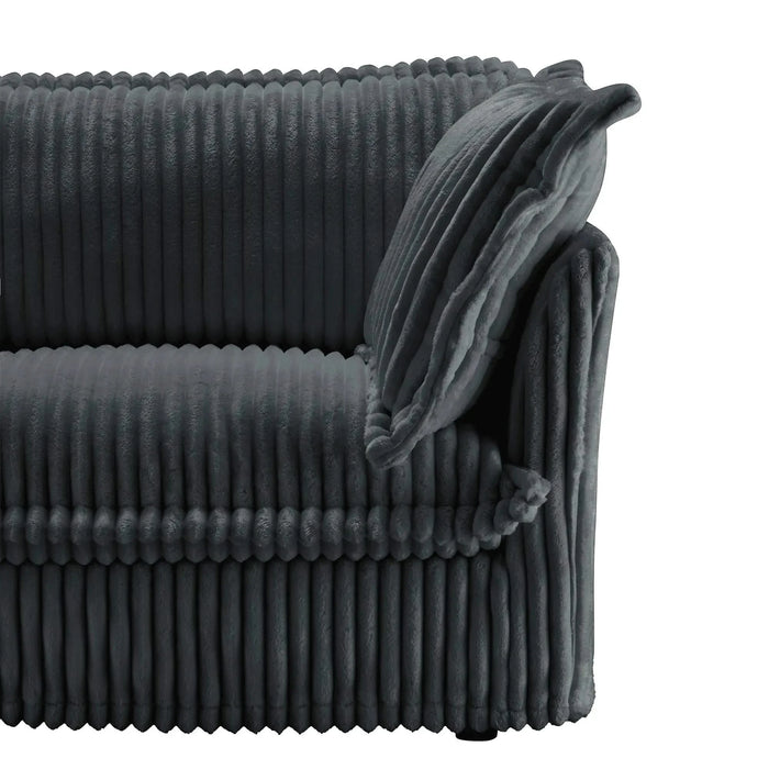 Slipcovered U-Shape Deep Seat Modular Sectional Sofa Couch with French Edge Design Gray Corduroy -DTYStore