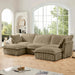 Slipcovered U-Shape Deep Seat Modular Sectional Sofa Couch with French Edge Design Camel Corduroy -DTYStore
