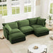 Slipcovered U-Shape Deep Seat Modular Sectional Sofa Couch with French Edge Design Green Chenille -DTYStore