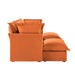 Slipcovered U-Shape Deep Seat Modular Sectional Sofa Couch with French Edge Design Orange Chenille -DTYStore